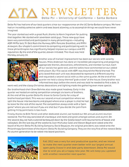 Delta Psi Newsletter - Fall 2012