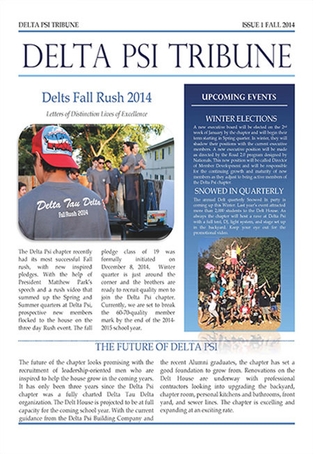 Delta Psi Newsletter - Fall 2014