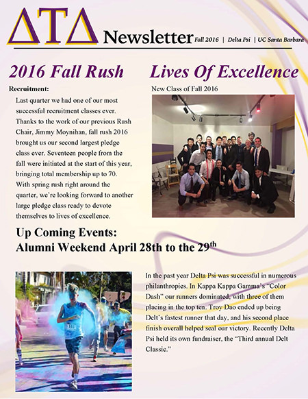 Delta Psi Newsletter - Fall 2016
